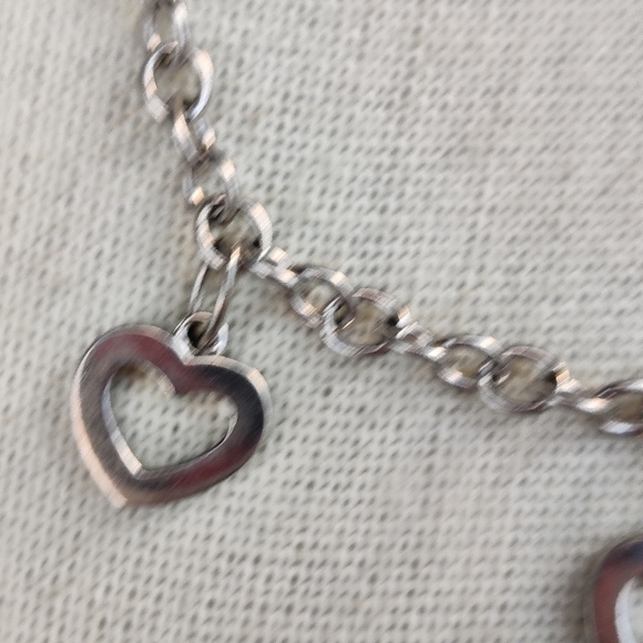❤️Vintage sterling diamond heart charm bracelet - Picture 3 of 4